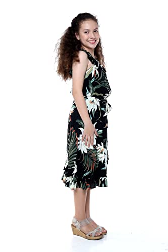 Image of Family Matching Hawaiian Clothes, Wispy Cereus Black | Lightweight 100% rayon • Family matching outfits • Tropical floral print • Beach vacations • Luaus • Cruises • Family photos