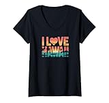 Photo Gallery donna i love hawaii retro palme oceano tramonto maglietta con collo a v Photo Gallery donna i love hawaii retro palme oceano tramonto maglietta con collo a v