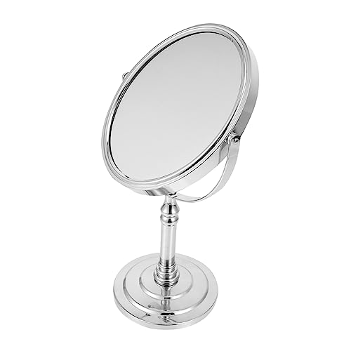 Espejo de maquillaje Beaupretty metálico doble cara giratorio