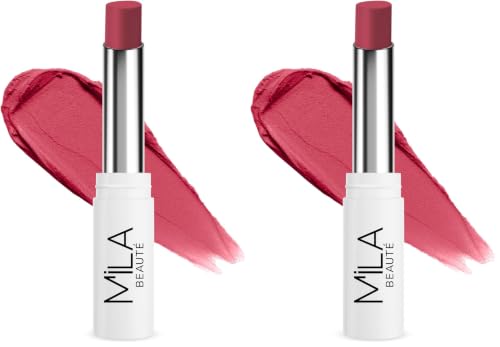 Image of Mila Beaute 24 Hrs Locked In Lips Transfer Proof Lipstick | Enriched With Mango Seed Butter & Hyaluronic Acid | Transfer Proof Formula with Velvety Texture | Smudge Proof & Highly Pigmented | Shade - (Peachy Pink, 3.2g)