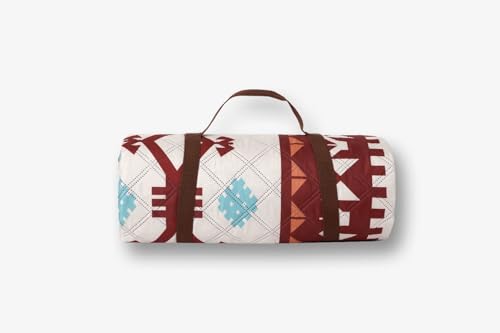 Image of Picnic Blanket Waterproof Camping Mat 200cm Large Beach Picnic Mat with Portable Handy Tote for Travel Sports Home Yoga Park Grass Mat for Baby (Maroon Diamond Pattern)