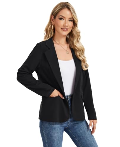 Sweater Blazers for Women Dressy Casual Notch Lapel Button Front Blazer Suit Jacket with Pockets2