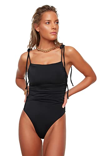Maillot de bain une pièce drapé Trendyol femme coupe échancrée high jambe pour l'été