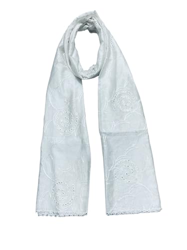 Image of LKC WOMEN'S SEQUENCE EMBROIDERED SELFDESIGN SOFT COTTON CHANDERI DUPATTA