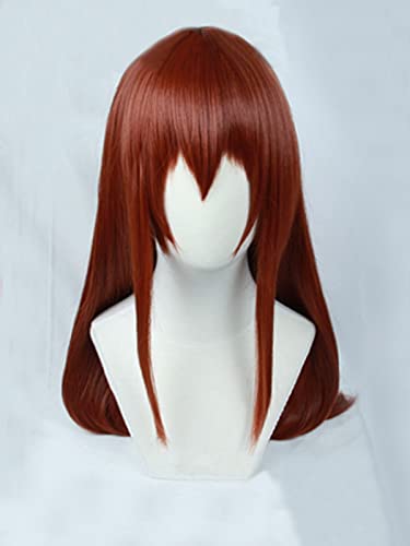 Steins Gate Makise Kurisu Christina Wig 100Cm Long Straight Auburn Heat Resistant Synthetic Hair Cosplay Costume Wigs + Wig Cap #TOP1
