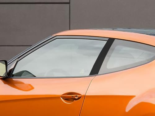 Rvinyl Pillar Post Pre Cut Window Trim Kits in Gloss Black Compatible with Hyundai Veloster 2012-2017 - Adhesive Backs