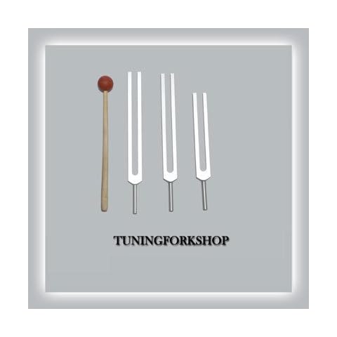 Tuningforkshop 3 Pc Missing Sacred Solfeggio Tuning Fork for Healing with Mallet+Pouch Cover