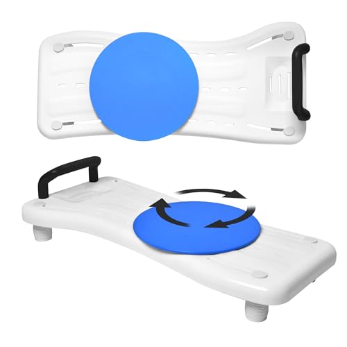 Froadp 75,5 x 34 x 10 cm, sedile per vasca da bagno con manico nero e giradischi, in PP, per adulti, anziani, donne incinte, 41 – 63 cm, distanza regolabile