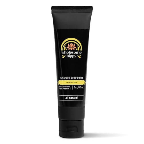 WHOLESOME HIPPY Lemon-Aid Whipped Wonder Balm Natural Lemon Lime Moisturizer for Face & Body Hydrating Vegan Skin Balm with Vitamin E for Soft Smooth Radiant Skin 2oz