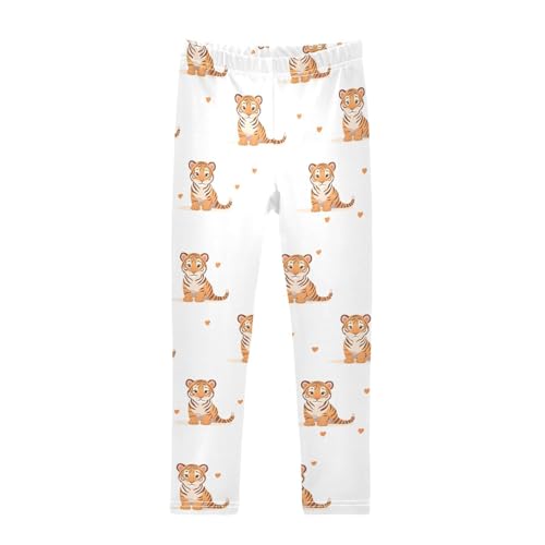 Heart Tiger Print Girls Leggings Soft Stretch Workout Yoga Dance Pants for Kids Casual Tights