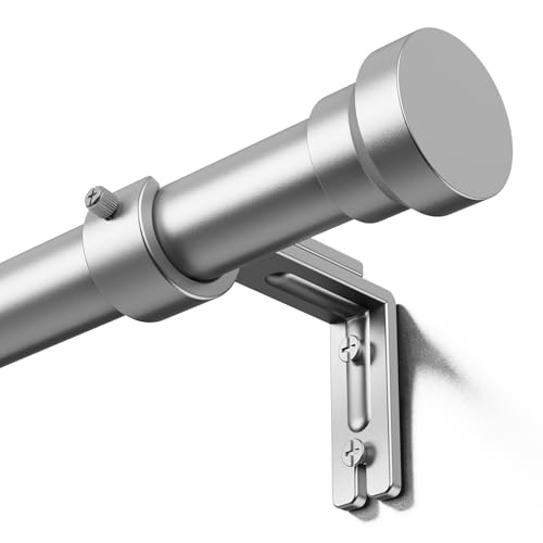 YaFex Curtain Rods 32-144 Inch Heavy Duty 1 Inch Adjustable Curtain Rod for Windows Silver Extra Long Window Treatment Rods Modern Design Easy Installation