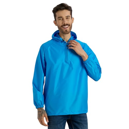 Image of ZEEL Rain Jacket For Men & Women, Unisex Polyester Pull Over Waterproof Raincoat with Hooded Full Sleeves Rainwear, Lightweight, Reusable & Packable (AZ50D)