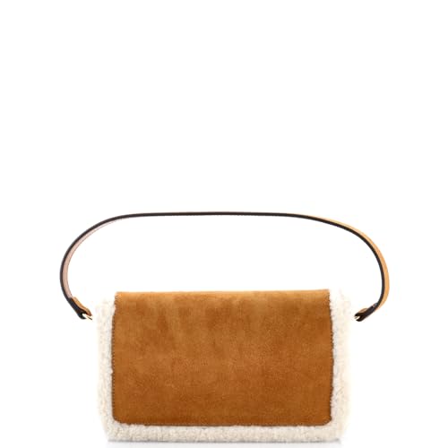 Pre-Loved Horsebit 1955 Shoulder Bag Suede with Shearling Mini, Brown4