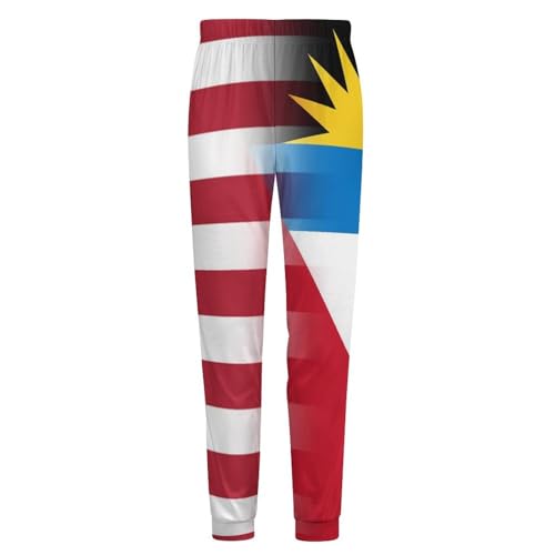 U.S.A. Antiguan And Barbuda Flag Breathable Mens Pajama Pants Lounge Sleep PJ Bottoms Sleepwear Jogger4