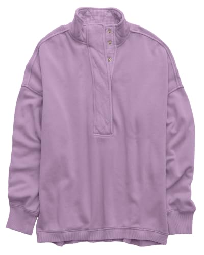 Image of Gacaky Sweatshirt for Women Oversized Casual Long Sleeve Button Henley Neck Pullover Tops Fashion Outfits Clothes