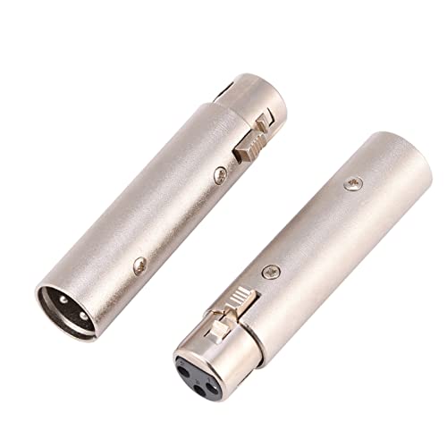 XLR Genre Changeur XLR Extender Alliage de Zinc Argenté 2 Pcs 3 Broches XLR Mâle à Femelle Prise pour Audio Microphone Mic Extension Adaptateur Connecteur