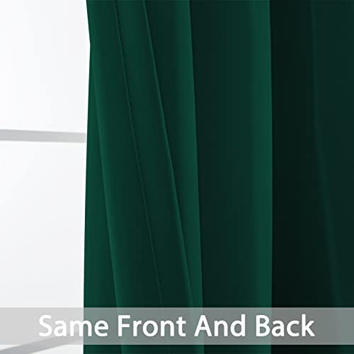 Yakamok Blackout Curtains Room Darkening Thermal Insulated Window Panels,Solid Grommet Top Drapes for Bedroom/Living Room(62Wx63L, Dark Green, 2 Panels)
