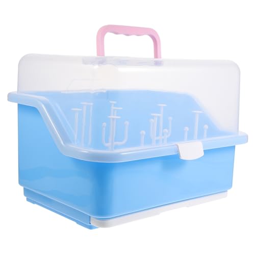 Garneck Baby Bottle Drying Rack Milk Bottle Storage Box Baby Tableware Organizer Pp Material Large Capacity Handle Design Home Outdoor Use