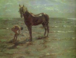 Peinture à l'huile Bathing de A Horse 1905 Valentin Serov pour décoration de salon élégant