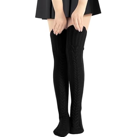 Clothirily Thigh High Socks for Women, Knitted Thigh Tigh Boot Stockings, Extra Long Winter Over Knee Socks, Fashion Thick Knee High Socks Leg Warmers Cover