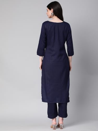 Image of Hritika Self Design Viscose Rayon Kurta & Trousers Set (HRKB0048)