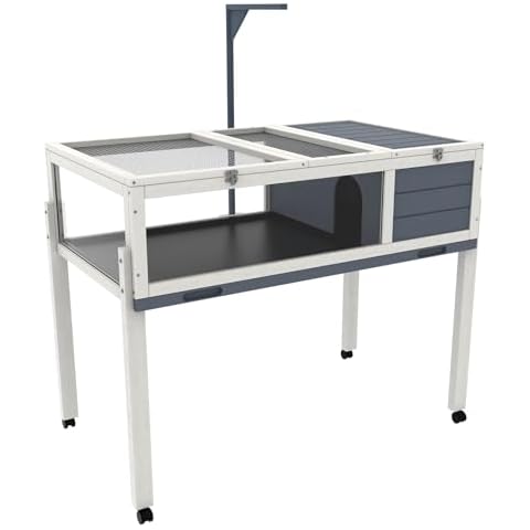 2-in-1 Large Wood Tortoise House with Detachable Legs, HSSZXFR Tortoise Habitat Enclosure On Wheels, Turtle Habitat Reptile Cage with Waterproof Tray for Small Animals Lizards Hamster Cover