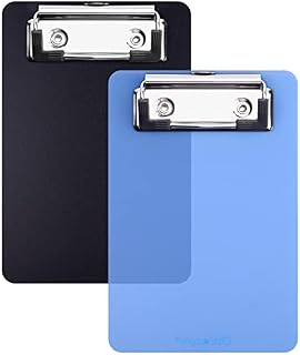 Mini Clipboard, Wisdompro 2 Pack 4" x 6" Small Clip Boards for Notepads, Memo Size Receipt, Pocket Lists - Black, Blue