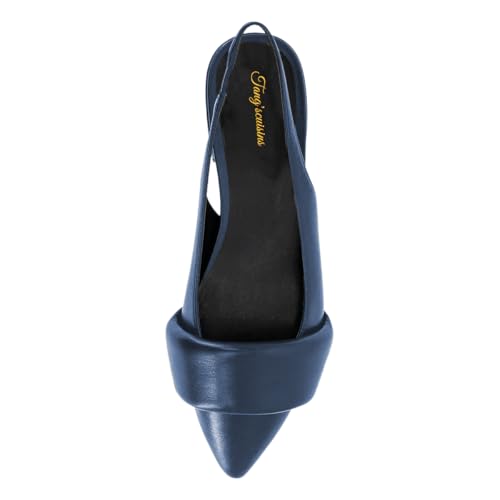 Tang'scuisins Women Fashion Slip on Slingback Pumps Closed Pointed Toe Low Block Heel Sandals Dress Party Daily Event Office Shoes Size 4-16 US4