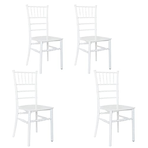  Mediawave Store - Sedie di Chiavari Bianca Design Classico per Catering Sedia Chiavarina Stile Vintage, per Soggiorno, Seduta Comoda, Cucina, Ristorante, Arredo Ricevimenti (4 pz)