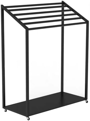 Movable Yoga Mat Rack with Caster Wheels, Adjustable Yoga Towel Organizer for Studio & Home Gym, Compact Drying Stand for Exercise Mats (Black, 85cm x 45cm x 120cm)