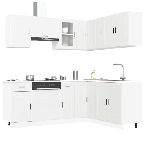EMYRLXQW Cabinets & Storage-Kitchen Cabinets-11 Piece Kitchen Cabinet Set Porto White Engineered Wood