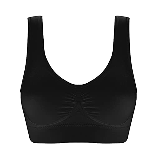 Sport Bras for Women High Support Full Coverage Seamless Soft Workouts Bra No Underwire Comfortable Bralette Black L