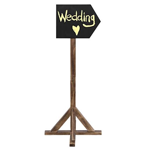 MyGift 16-inch Freestanding Arrow Design Rustic Burnt Dark Brown Wood Decorative Chalkboard Directional Pointer Sign