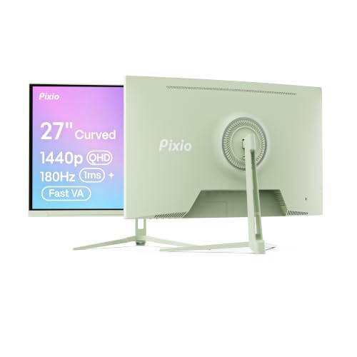 Image of Pixio PXC278 Wave Mint Green 27 inch 180Hz Refresh Rate QHD 1440p Resolution 1650R Curved Fast VA Panel 1ms GTG Response Time Adaptive Sync HDR Curved Gaming Monitor