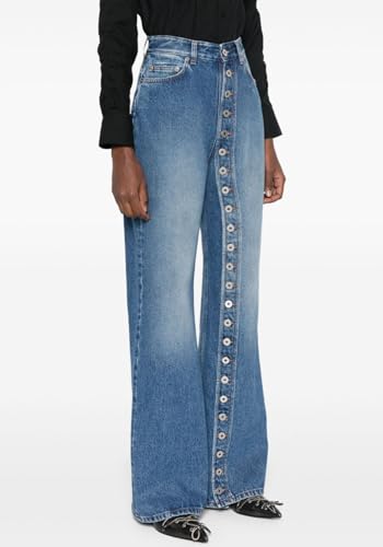 Womens Jeans High Waist Straight Leg Button Down Boyfriends Denim Pants Y2K Streetwear3