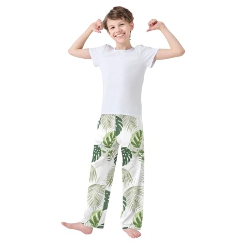 J JOYSAY Monstera Palm Fronds White Pajamas Pants Soft Long Pajama Bottoms Lounge Sleep Pants Size S-XL3