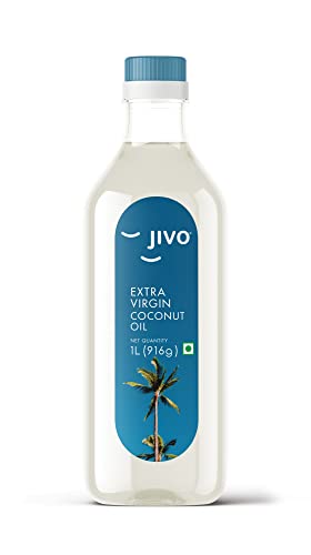 JIVO Pure Extra Virgin Coconut Cooking Oil 1L | Good for Salad Keto Diet Dressing Zero Cholesterol Trans Fat Chemical Free.