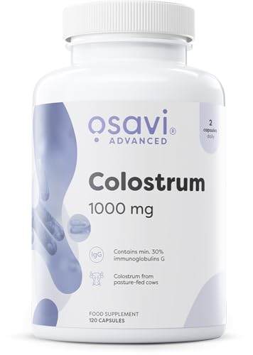 Osavi Colostrum 1000mg 120 Capsules | HighPotency Colostrum Bovine with 30% Immunoglobulins G | Sourced from HolsteinFriesian Cows | GMOFree