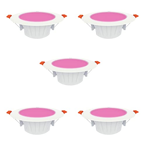 Image of FYBROS Aluminum Silvio Plus 9W Ceiling Lights for Hall, 80 mm LED Light for Home, Pink LED Ceiling Lights for Home, Junction Box Lights for Living Room, Small LED Light for Room, Warm Indoor Lighting