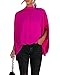 FSHAOES Women's Summer Oversize Blouses Mock Neck Pleated Batwing Sleeve Drape Tunic Dressy Cape Shirt Tops