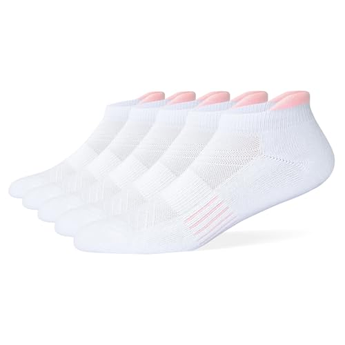 Image of Women's & Men's Breathable Athletic Running Low Cut Socks Cotton Cushioned Ankle Tab Socks, 5 Pairs
