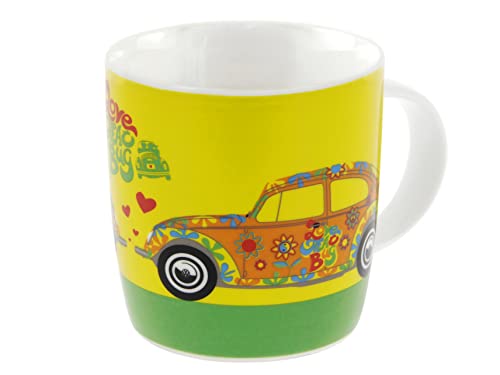 BRISA VW Collection - Taza de café/té Volkswagen Beetle Escarabajo para hogar, camping y actividades al aire libre (Flores).
