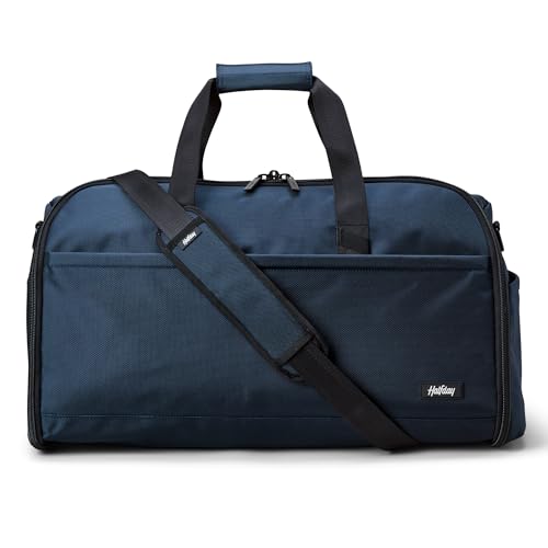 Halfday Convertible 2-in-1 Premium Garment Duffel Weekender Bag 45L: Wrinkle-Free Travel (Hanging Suit Compartment Shoe Pockets Trolley Sleeve) Balistic Nylon Carry-on Pacific