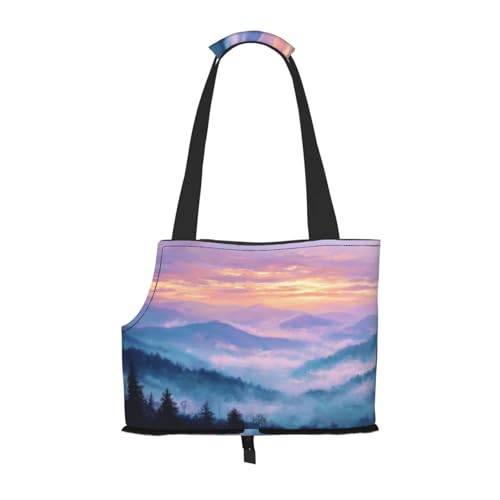 Smoky Mountains Sunset Fog Pet Sling Carrier for Small Dog Cats Puppy Portable Tote Bag Pouch for Outdoor Travel Hiking