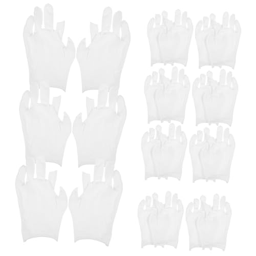 JEWEDECO 保湿オーバーナイトグローブ 12組入り コットン手袋 乾燥した手用 袖口付き ホワイト