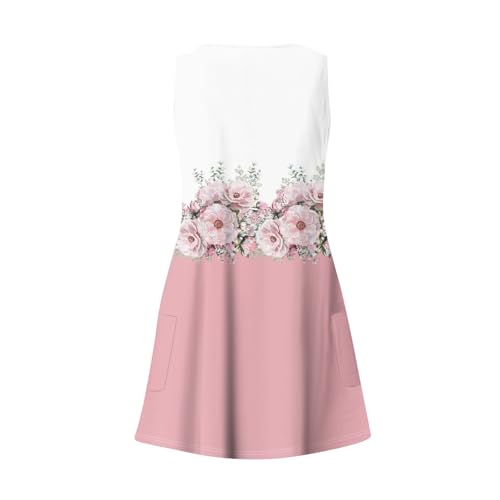Image of Summer Dresses for Women 2026 Casual V Neck Sleeveless Sundresses Boho Beach Tank Dresses with Pockets