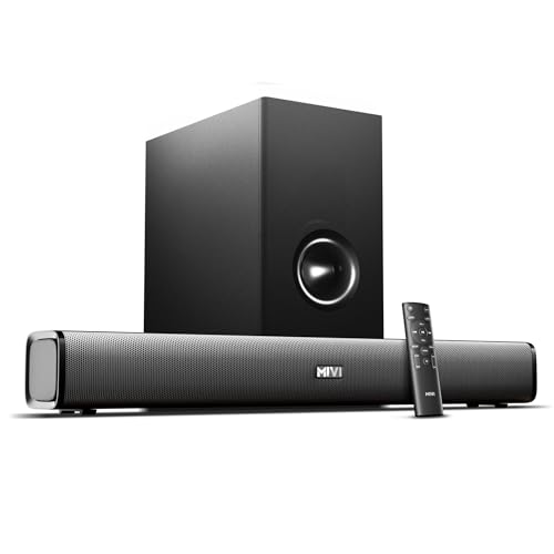 Image of Mivi Nex 150 Soundbar with Subwoofer | 150W Home Theater Speaker | 2.1 Channel Sound Bar for Smart TV | Bluetooth v5.3 | HDMI, ARC, Coaxial & USB Speaker Home Theatre | Made in India (Black)