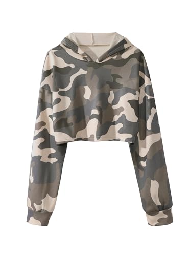 Remidoo Damen Casual Sonne und Mond Druck Hoodie Langarm Crop Top Sweatshirt, Camouflage, XXL Remidoo Damen Casual Sonne und Mond Druck Hoodie Langarm Crop Top Sweatshirt, Camouflage, XXL