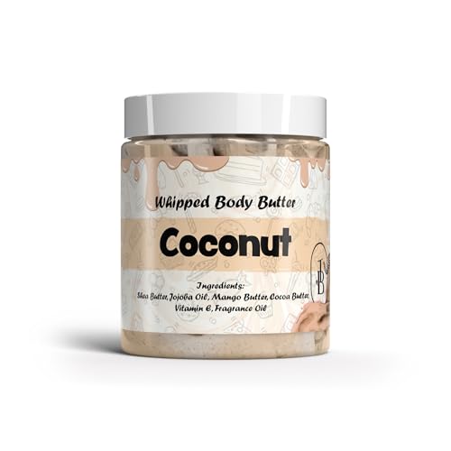 Jersey Botanical - Coconut Whipped Body Butter 8oz. With Shea Butter Mango Butter Cocoa Butter Creamy Natural Smooth Long-lasting Intense Moisturizer