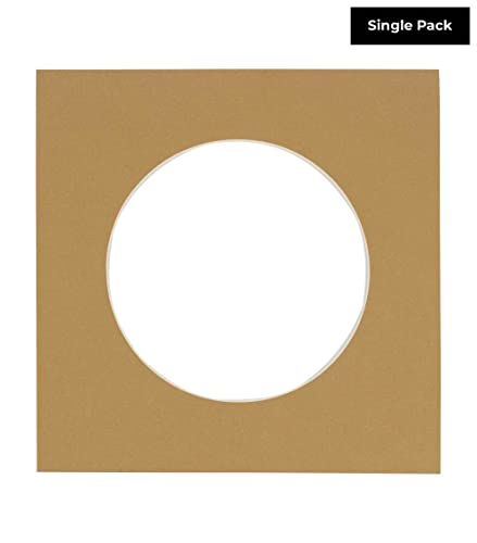 CountryArtHouse Rattan Beige Acid Free 14x14 Circle Picture Frame Mat with White Core Bevel Cut for 10x10 Pictures - Fits 14x14 Frame - Pack of 1 Matboard Show Kit with Acid Free Backing & Clear Bag